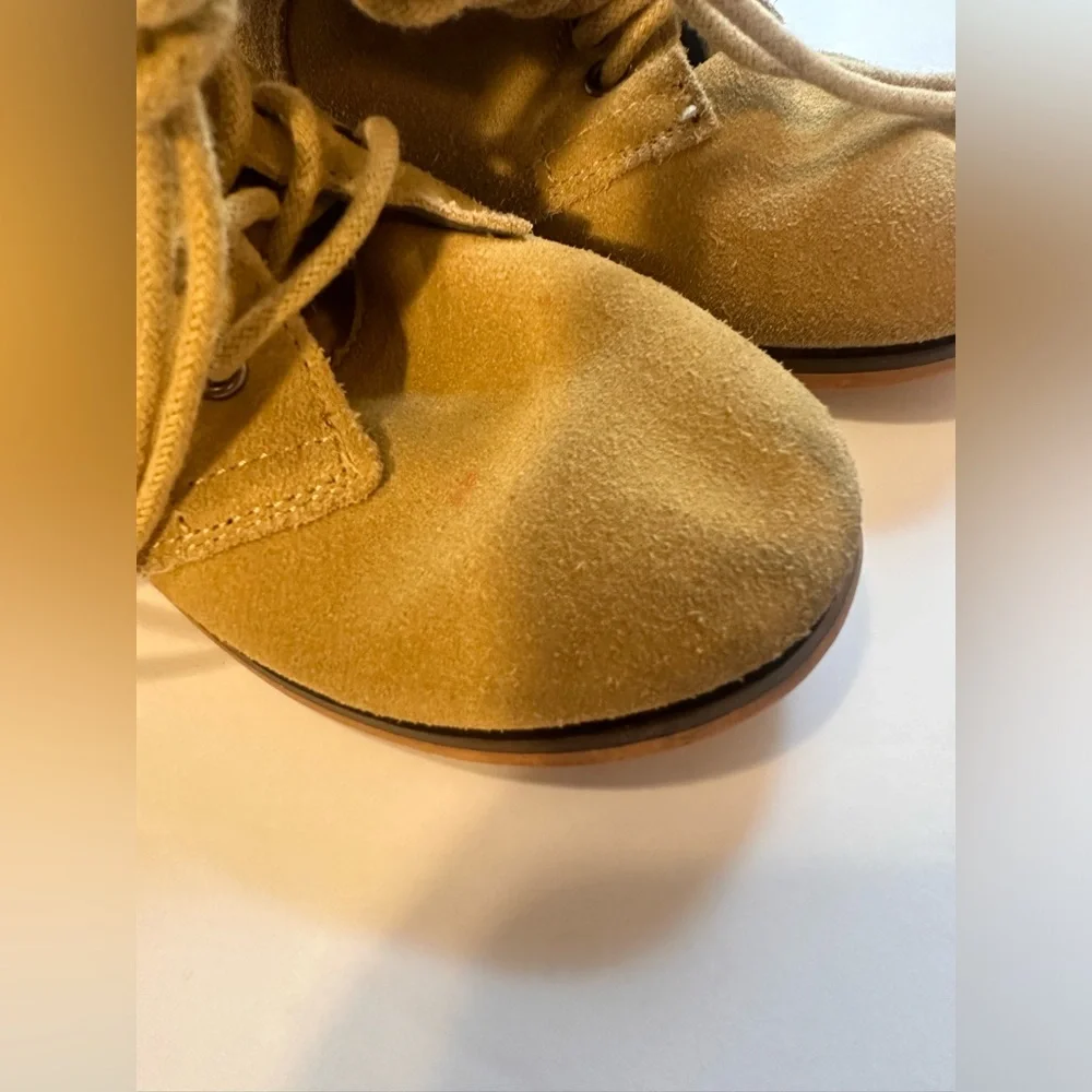 SweetHoney Kids Lace-Up Suede Combat Boots in Tan